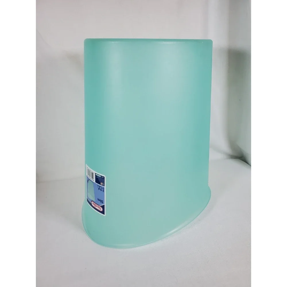Sterilite Frosted Teal Blue Oval Wastebasket Small Trash Can Bathroom Office Y2K